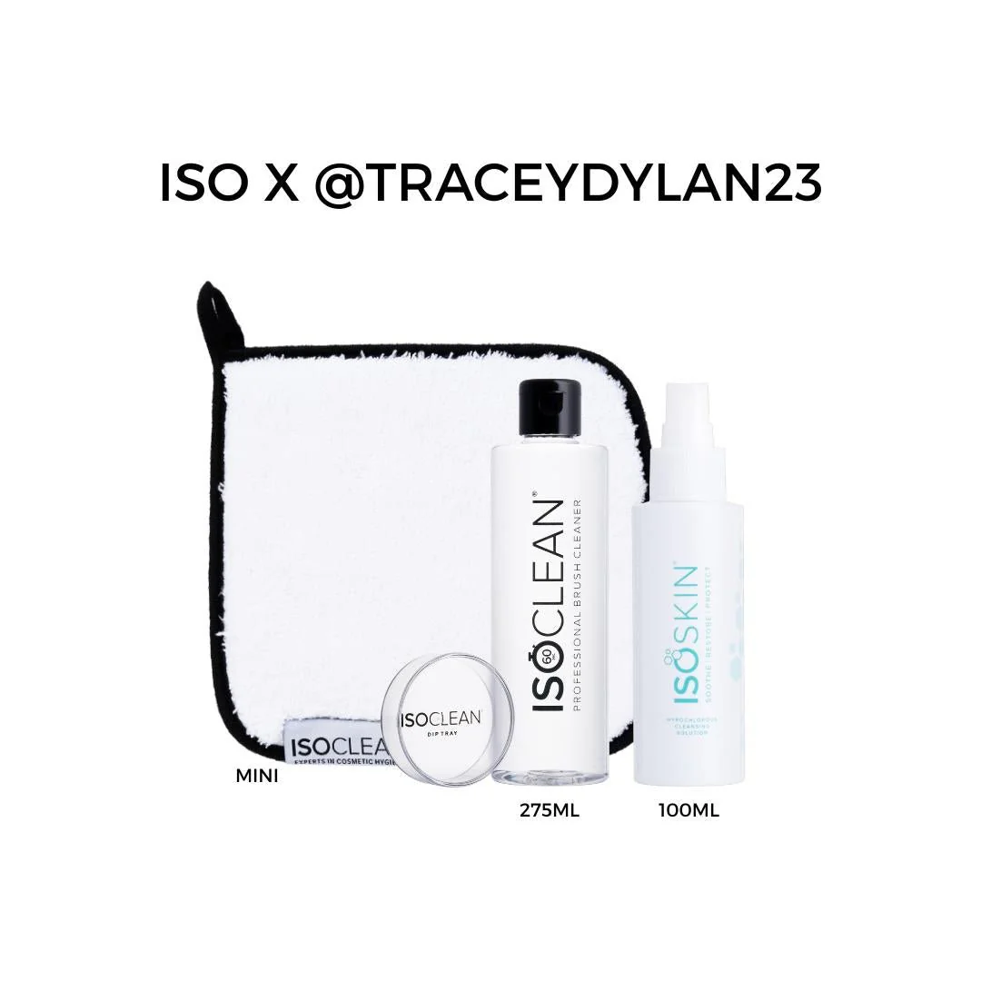 ISO x Tracey - Makeup Brush Cleaner & Hypochlorous Skin Spray Bundle for Spotless Tools & Glowing Skin